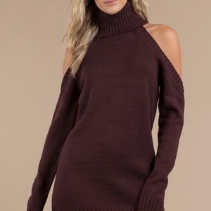 {Tobi} Cold Shoulder Turtleneck Sweater Dress
